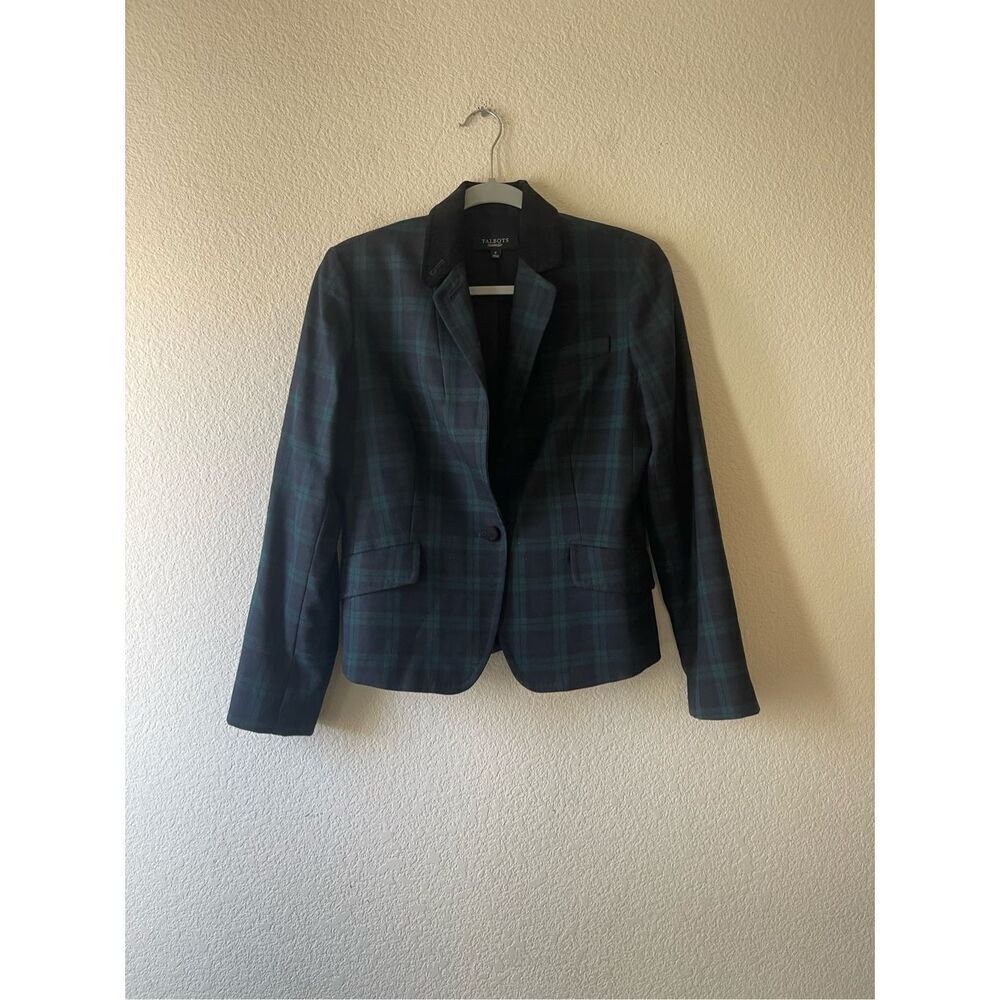 Talbots‎ plaid wool blend velour collar women’s blazer size 6